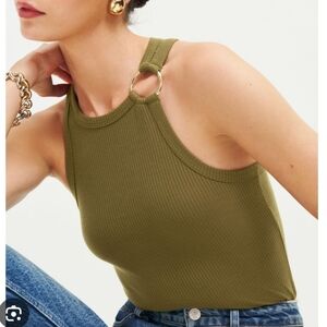 Reformation Olive Green Ribbed Tank Top